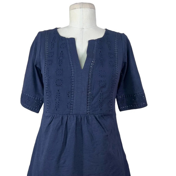 Boden Eyelet Lace Peasant Top T-Shirt Navy Blue Size US‎ 2 - Picture 3 of 12